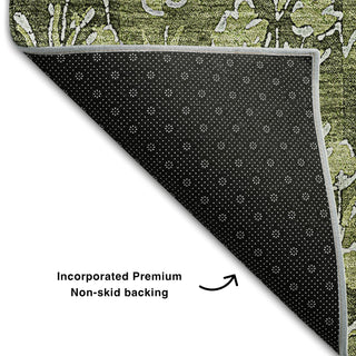 Piper Looms Mayfield Floral AMF692 Olive Machine Washable Area Rug Backing Image