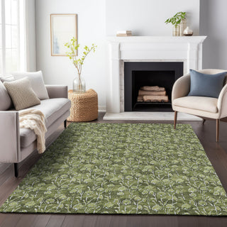 Piper Looms Mayfield Floral AMF692 Olive Machine Washable Area Rug Lifestyle Image Feature