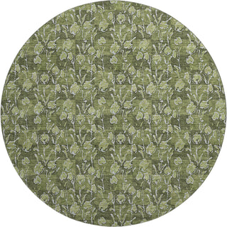 Piper Looms Mayfield Floral AMF692 Olive Machine Washable Area Rug Round Main Image