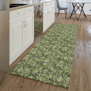 Piper Looms Mayfield Floral AMF692 Olive Machine Washable Area Rug Runner Lifestyle Image Feature