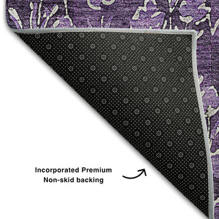 Piper Looms Mayfield Floral AMF692 Purple Machine Washable Area Rug Backing Image
