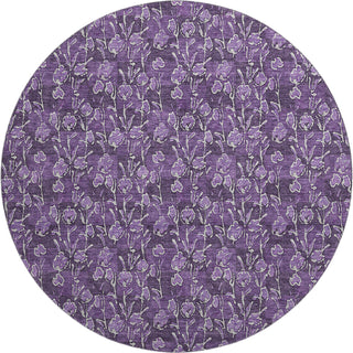 Piper Looms Mayfield Floral AMF692 Purple Machine Washable Area Rug Round Main Image
