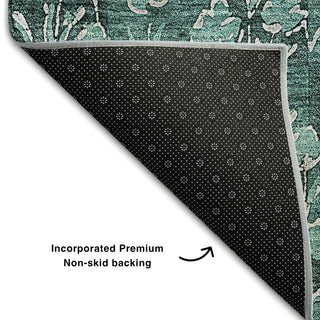 Piper Looms Mayfield Floral AMF692 Teal Machine Washable Area Rug Backing Image