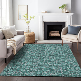 Piper Looms Mayfield Floral AMF692 Teal Machine Washable Area Rug Lifestyle Image Feature