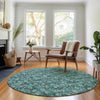 Piper Looms Mayfield Floral AMF692 Teal Machine Washable Area Rug Round Lifestyle Image Feature