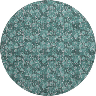 Piper Looms Mayfield Floral AMF692 Teal Machine Washable Area Rug Round Main Image