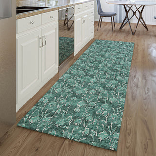 Piper Looms Mayfield Floral AMF692 Teal Machine Washable Area Rug Runner Lifestyle Image Feature