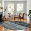 Piper Looms Mayfield Stripes AMF693 Blue Machine Washable Area Rug Round Lifestyle Image Feature