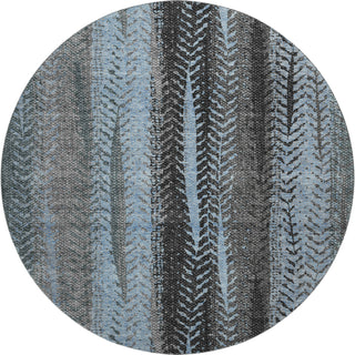 Piper Looms Mayfield Stripes AMF693 Blue Machine Washable Area Rug Round Main Image