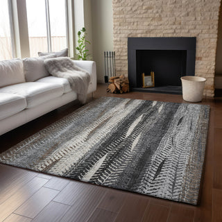 Piper Looms Mayfield Stripes AMF693 Brown Machine Washable Area Rug Lifestyle Image Feature