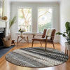 Piper Looms Mayfield Stripes AMF693 Brown Machine Washable Area Rug Round Lifestyle Image Feature
