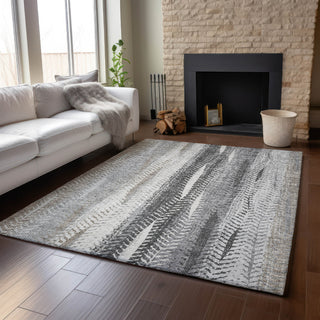 Piper Looms Mayfield Stripes AMF693 Khaki Machine Washable Area Rug Lifestyle Image Feature
