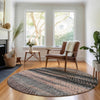 Piper Looms Mayfield Stripes AMF693 Terracotta Machine Washable Area Rug Round Lifestyle Image Feature