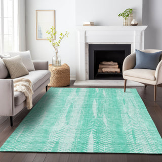 Piper Looms Mayfield Stripes AMF694 Aqua Machine Washable Area Rug Lifestyle Image Feature