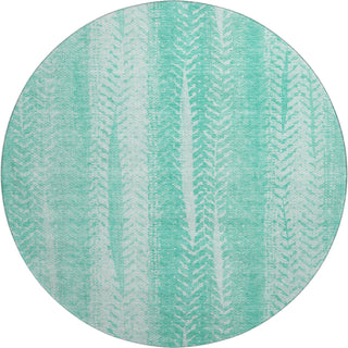 Piper Looms Mayfield Stripes AMF694 Aqua Machine Washable Area Rug Round Main Image