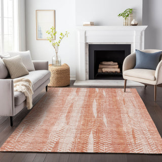 Piper Looms Mayfield Stripes AMF694 Coral Machine Washable Area Rug Lifestyle Image Feature