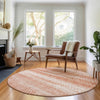 Piper Looms Mayfield Stripes AMF694 Coral Machine Washable Area Rug Round Lifestyle Image Feature