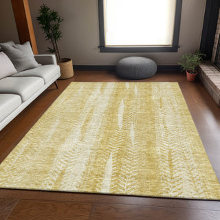 Piper Looms Mayfield Stripes AMF694 Gold Machine Washable Area Rug Lifestyle Image Feature