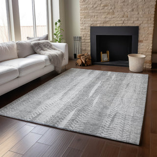 Piper Looms Mayfield Stripes AMF694 Silver Machine Washable Area Rug Lifestyle Image Feature