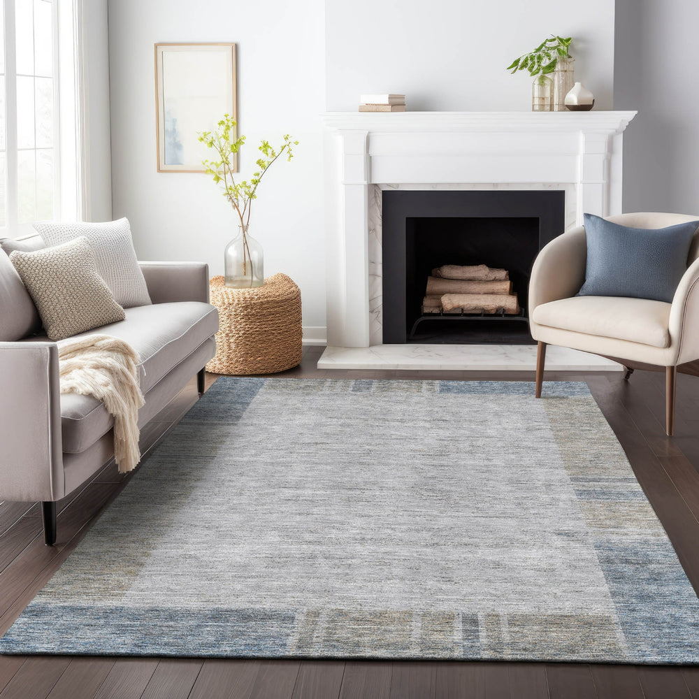 Piper Looms Mayfield Border AMF695 Taupe Machine Washable Area Rug Lifestyle Image Feature