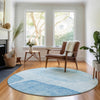 Piper Looms Mayfield Modern AMF696 Blue Machine Washable Area Rug Round Lifestyle Image Feature