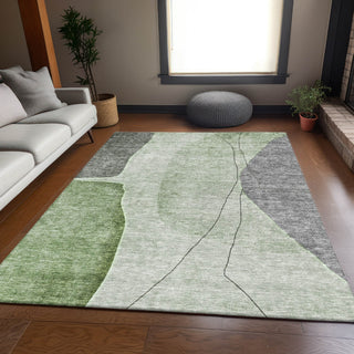 Piper Looms Mayfield Modern AMF696 Green Machine Washable Area Rug Lifestyle Image Feature