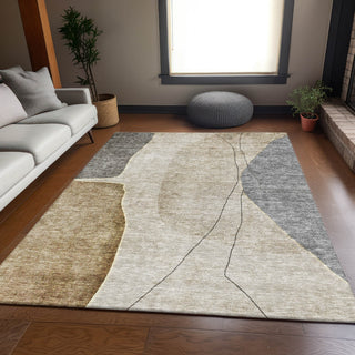 Piper Looms Mayfield Modern AMF696 Taupe Machine Washable Area Rug Lifestyle Image Feature