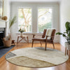 Piper Looms Mayfield Modern AMF696 Taupe Machine Washable Area Rug Round Lifestyle Image Feature