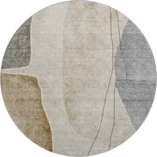 Piper Looms Mayfield Modern AMF696 Taupe Machine Washable Area Rug Round Main Image