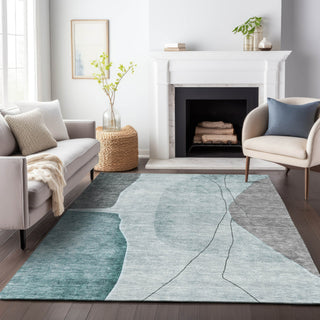 Piper Looms Mayfield Modern AMF696 Teal Machine Washable Area Rug Lifestyle Image Feature