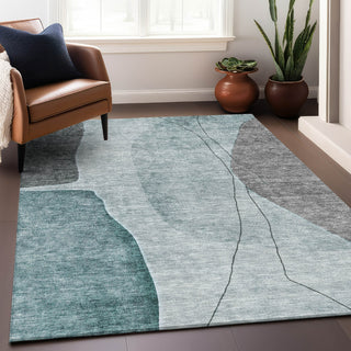 Piper Looms Mayfield Modern AMF696 Teal Machine Washable Area Rug Lifestyle Image Feature