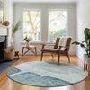 Piper Looms Mayfield Modern AMF696 Teal Machine Washable Area Rug Round Lifestyle Image Feature