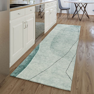 Piper Looms Mayfield Modern AMF696 Teal Machine Washable Area Rug Runner Lifestyle Image Feature