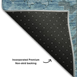 Piper Looms Mayfield Oriental AMF697 Blue Machine Washable Area Rug Backing Image