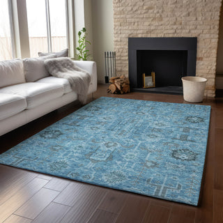 Piper Looms Mayfield Oriental AMF697 Blue Machine Washable Area Rug Lifestyle Image Feature