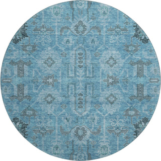 Piper Looms Mayfield Oriental AMF697 Blue Machine Washable Area Rug Round Main Image
