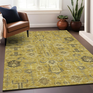 Piper Looms Mayfield Oriental AMF697 Gold Machine Washable Area Rug Lifestyle Image Feature