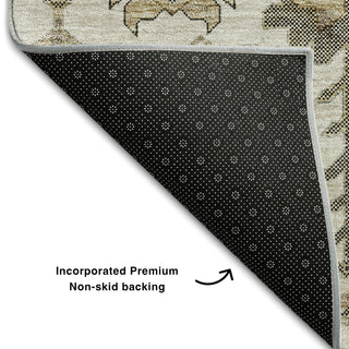 Piper Looms Mayfield Oriental AMF697 Ivory Machine Washable Area Rug Backing Image