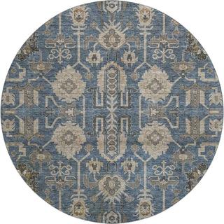 Piper Looms Mayfield Oriental AMF697 Navy Machine Washable Area Rug Round Main Image
