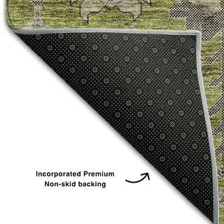 Piper Looms Mayfield Oriental AMF697 Olive Machine Washable Area Rug Backing Image