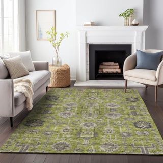 Piper Looms Mayfield Oriental AMF697 Olive Machine Washable Area Rug Lifestyle Image Feature