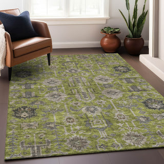 Piper Looms Mayfield Oriental AMF697 Olive Machine Washable Area Rug Lifestyle Image Feature