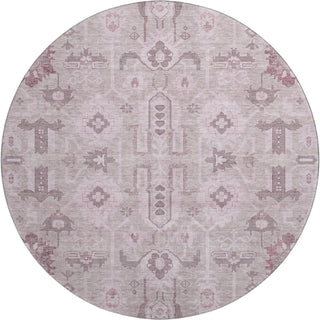 Piper Looms Mayfield Oriental AMF697 Pink Machine Washable Area Rug Round Main Image