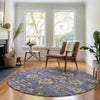 Piper Looms Mayfield Oriental AMF697 Purple Machine Washable Area Rug Round Lifestyle Image Feature