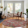 Piper Looms Mayfield Oriental AMF697 Red Machine Washable Area Rug Round Lifestyle Image Feature