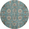 Piper Looms Mayfield Oriental AMF697 Teal Machine Washable Area Rug Round Main Image