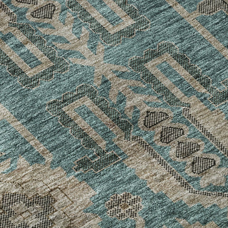 Piper Looms Mayfield Oriental AMF697 Teal Machine Washable Area Rug Swatch Image
