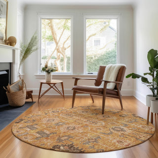 Piper Looms Mayfield Oriental AMF697 Terracotta Machine Washable Area Rug Round Lifestyle Image Feature