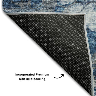 Piper Looms Mayfield Abstract AMF698 Blue Machine Washable Area Rug Backing Image