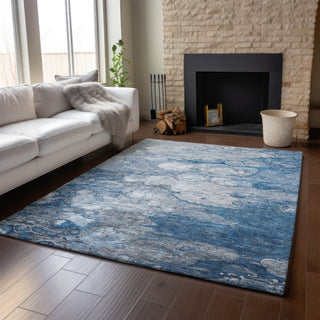 Piper Looms Mayfield Abstract AMF698 Blue Machine Washable Area Rug Lifestyle Image Feature